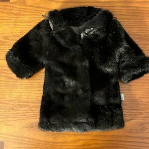Carousel Solid Black Mink Coat Faux Fur Fabric Holiday Christmas Stocking Bag